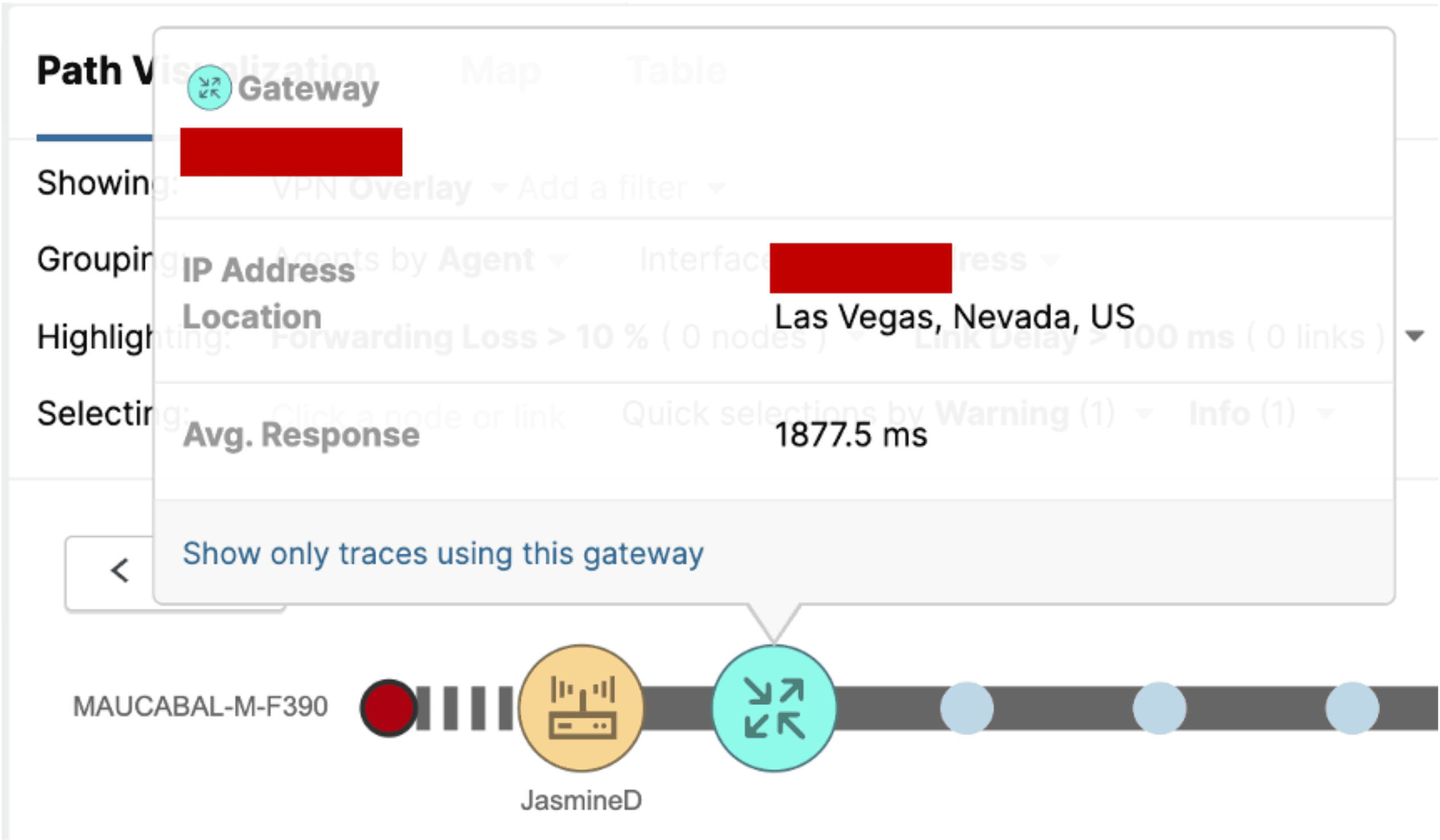Schedule test results showing gateway latency against JasmineD SSID
